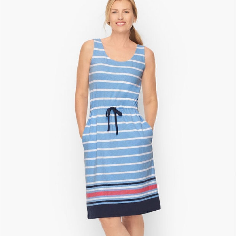 Talbot's Tie Waist Dress in Boardwalk Stripe Size XLP